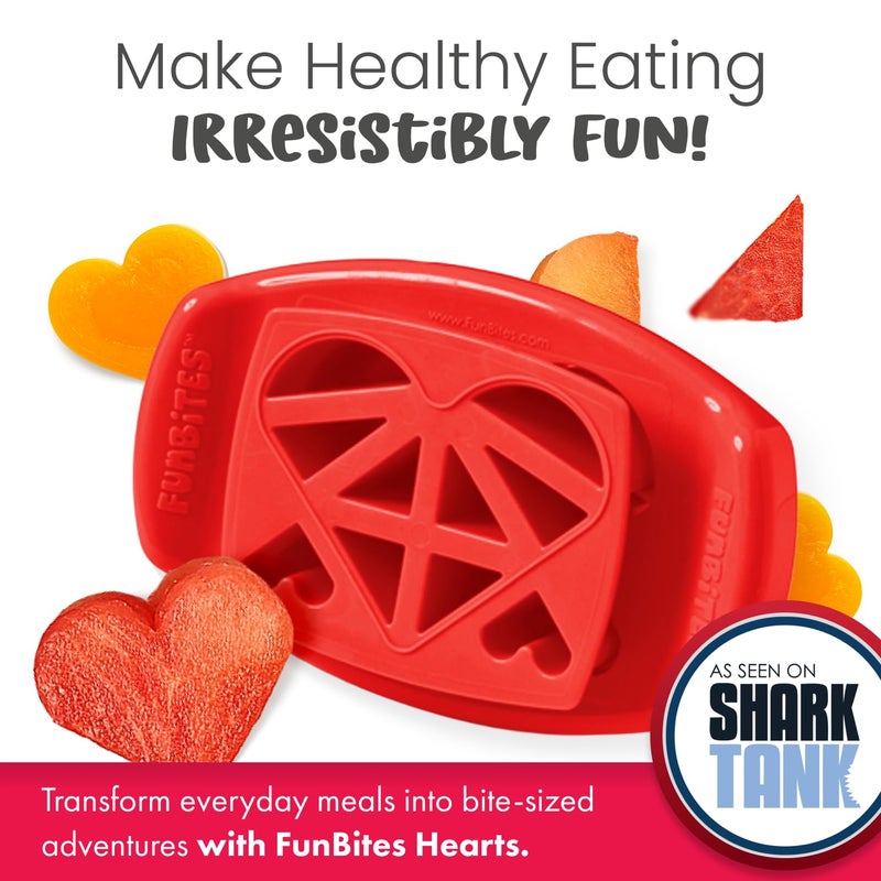 FUNBITES Sandwich Cutter for Kids Lunch, Mini Cookie Cutters, Bento Box Accessories, Cuts Food into Bite-Size Shapes for Toddler Lunch, Great for picky eaters - Red Hearts 1pk - Image 2